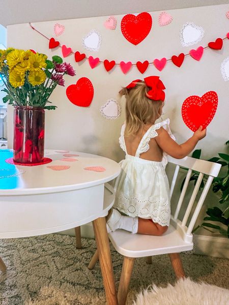 Delta Children Hudson Storage Table and chairs! It has a built-in cubby compartment under the tabletop that can be used to hold your child's toys, art supplies, books and more. I linked all of our valentines decorations from Target and dress with bows from SheIn 🌹

#LTKFind #LTKbump #LTKkids