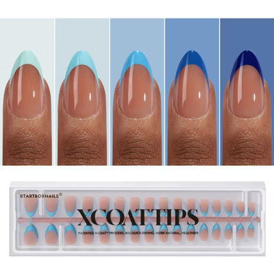 BTArtboxnails XCOATTIPS® Blue French Tips - Short Almond Brown base tips | Target