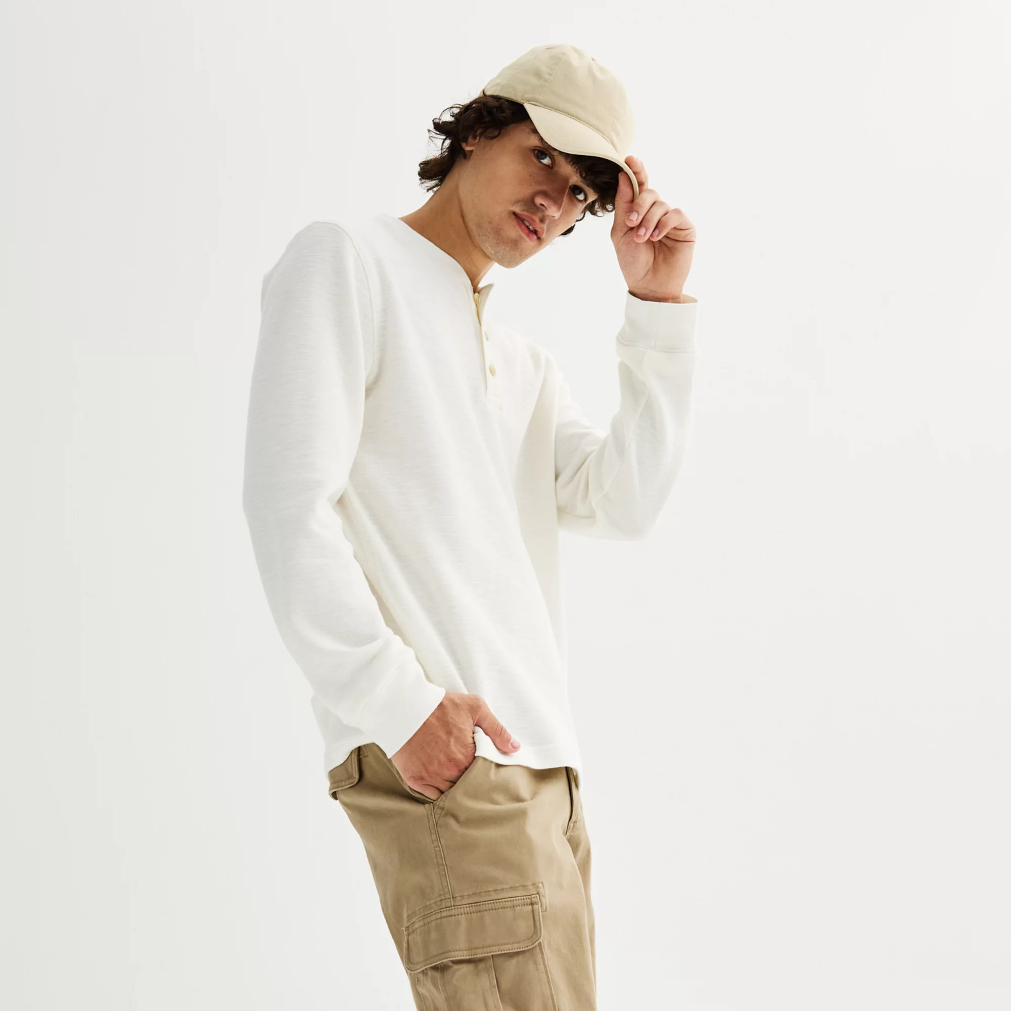 Men's Sonoma Goods For Life® Long Sleeve Textured Henley Tee | Kohl's