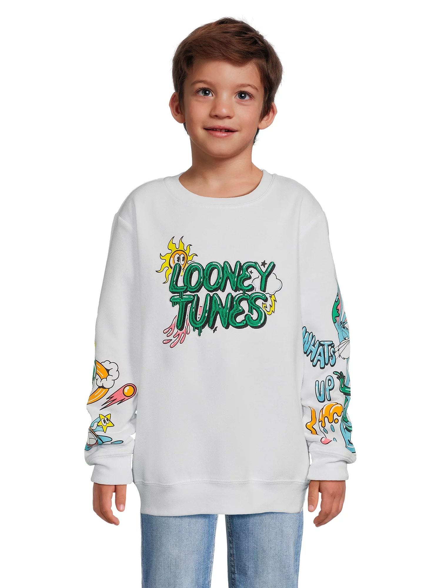 Looney Tunes Boys Long Sleeve Crewneck Sweatshirt, Sizes 4-18 | Walmart (US)