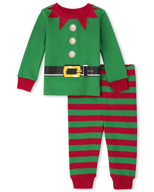 Unisex Kids Christmas Long Sleeve Elf Snug Fit Cotton Pajamas | The Children's Place | The Children's Place