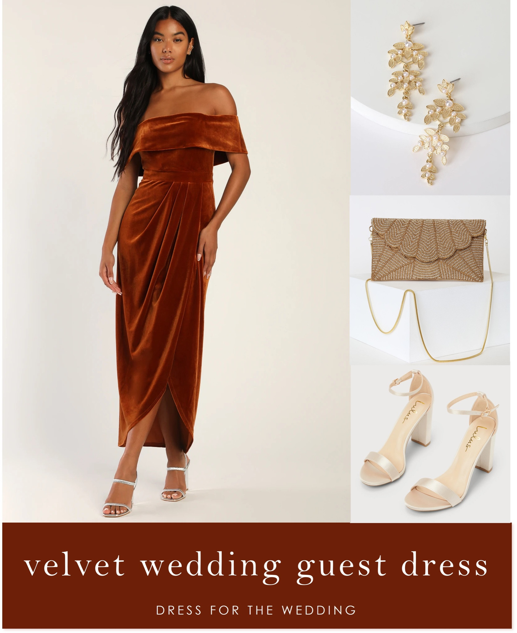 brown velvet wedding guest dress Dress Havana Vegan Leather main image 0
