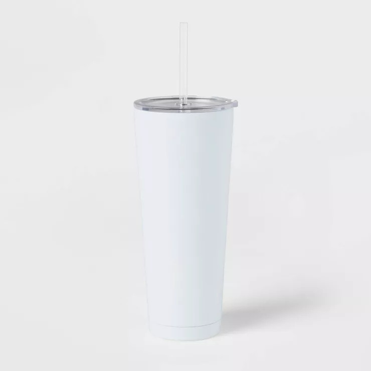25oz Double Walled Stainless Steel Vacuum Tumbler with Silicone Lid & Straw | Target