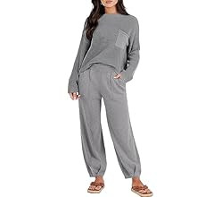 Prinbara Women's 2 Piece Outfits Sweater Sets Knit Fall Pullover Tops Oversized Pants Casual Trac... | Amazon (US)