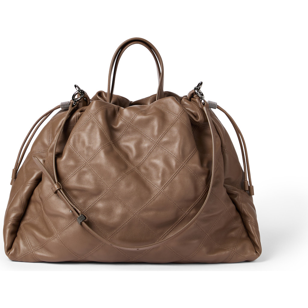 Brunello Cucinelli Nappa Mellow large shopper bag in Chocolate at Nordstrom | Nordstrom
