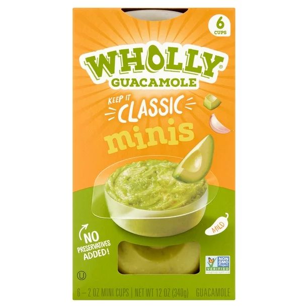 WHOLLY Guacamole Classic Mini Single Serve Cups, Mild, 2 Oz (6-Pack) - Walmart.com | Walmart (US)