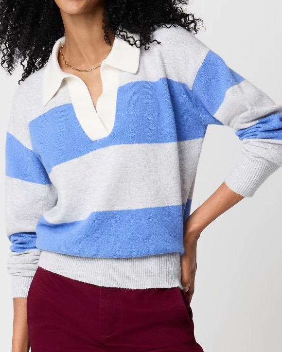 Striped rugby stile collared sweater
Polo sweater

#LTKSeasonal #LTKSaleAlert