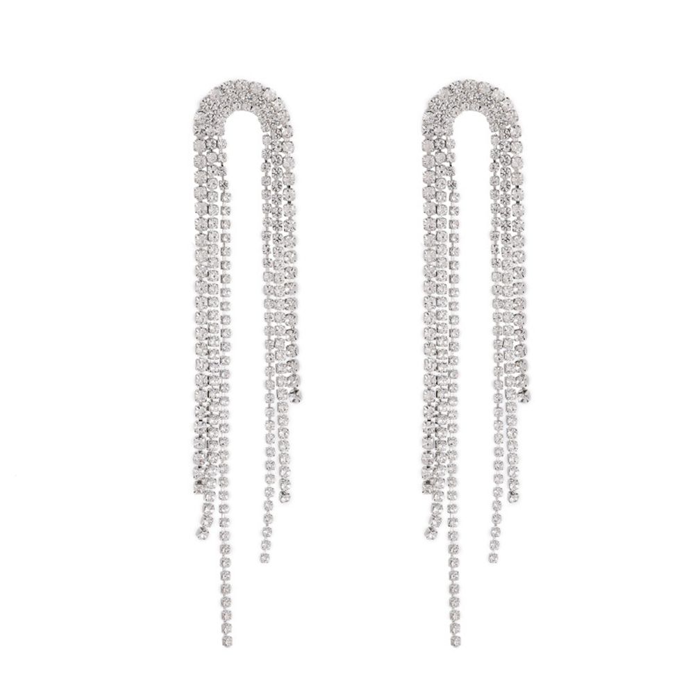 Long Tassel Crystal Drop Earrings for Women Geometric Full Rhinestone Earrings Statement Jewelry ... | Walmart (US)