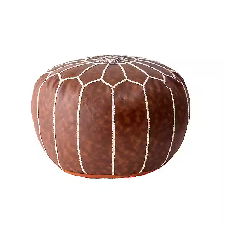 New! Brown Faux Leather Pouf | Kirkland's Home