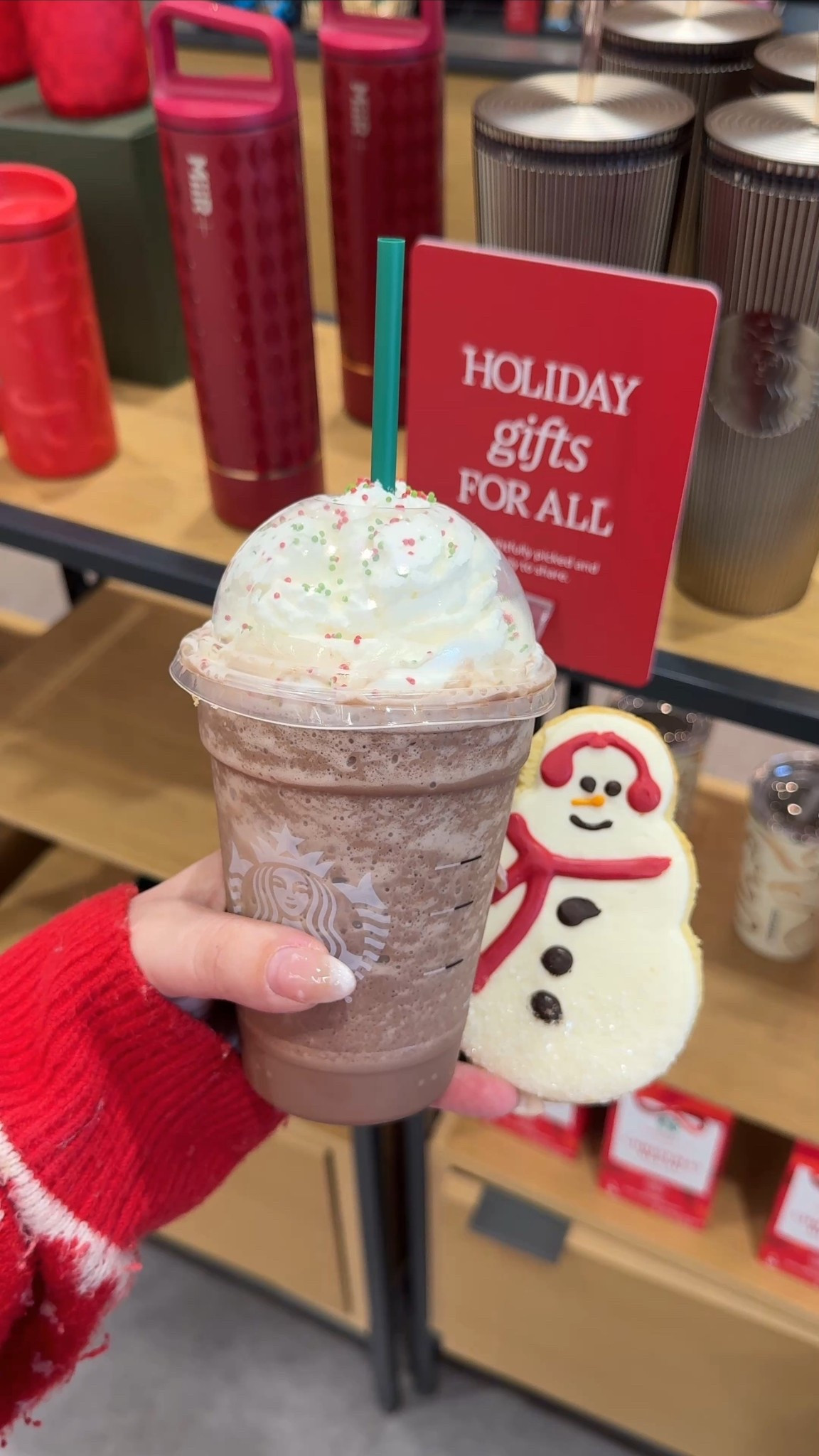 #ad This is your sign to go get the new limited-edition @starbucks Frozen Peppermint Hot Chocolate while you shop @target ! 🍫❤️ The drink is available exclusively at Starbucks in Target and is sooo festive and yummy! Shop some of my Starbucks Cafe favs 🎅🏼🫶🏻 #ad #starbuckscreator #targetpartner #Target