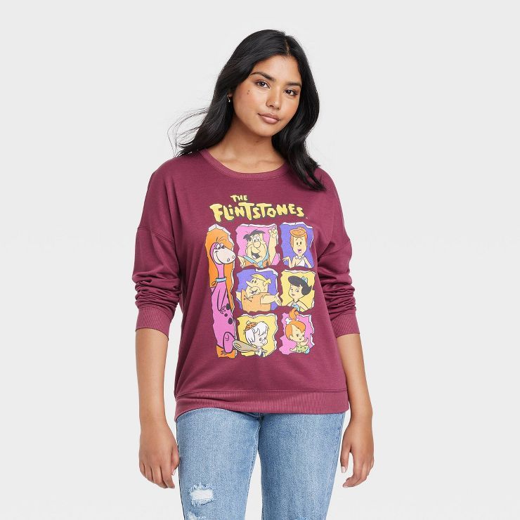 Women's The Flintstones Graphic Sweatshirt - Burgundy | Target