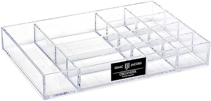 Isaac Jacobs 12-Compartment Clear Acrylic Drawer Organizer (9.4" L x 6.4" W x 1.3" H), Multi-Sect... | Amazon (US)
