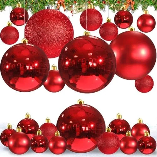 24 Pcs Giant Christmas Balls Ornaments Extra Large Outdoor Red Christmas Ornament 8'' 6'' 3'' 2''... | Walmart (US)