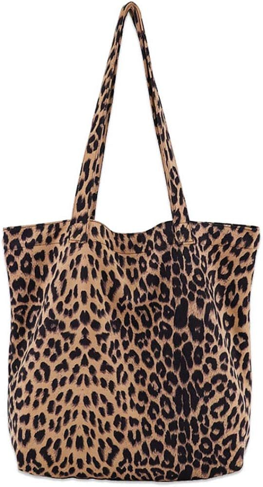 Leopard Shoulder Bag Soft Large Tote Purse Handbag Travel Satchel for Women | Amazon (US)