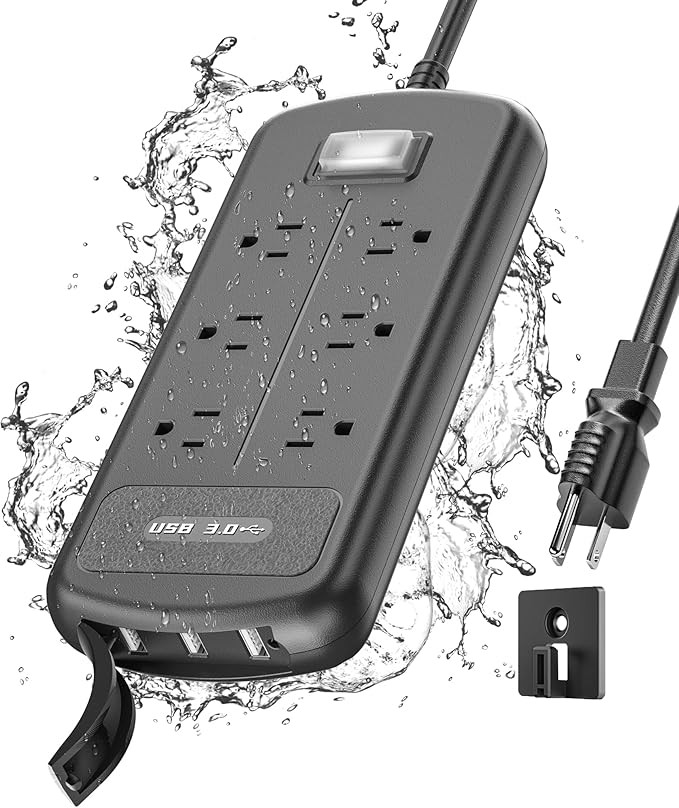 USB Outdoor Power Strip Weatherproof, Waterproof Surge Protector with 3 USB Ports and 6 Outlets, ... | Amazon (US)