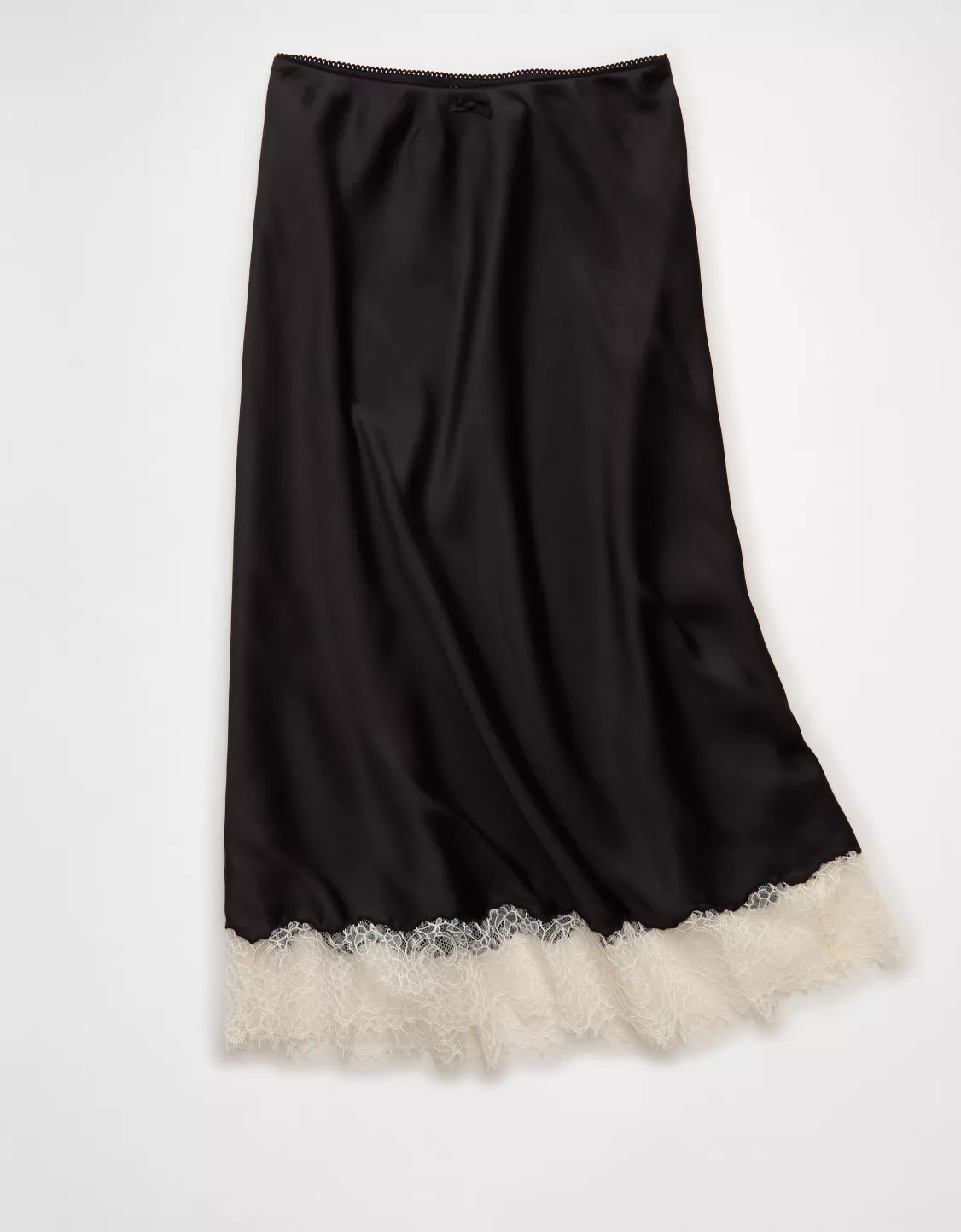AE Satin Lace Hem Slip Midi Skirt | American Eagle Outfitters (US & CA)