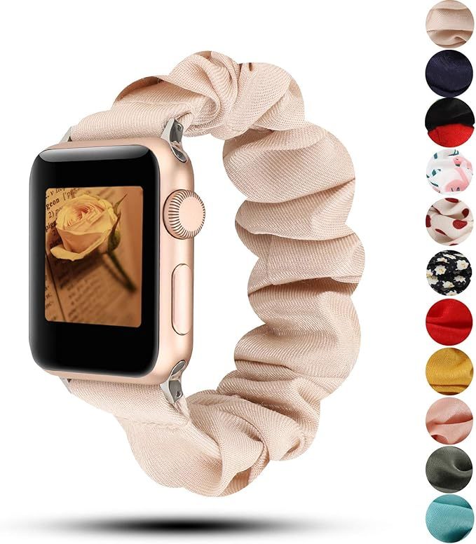 Women Scrunchie Bands Compatible for Apple Watch Band 38mm 40mm 42mm 44mm,Cute Pattern Printed Br... | Amazon (US)