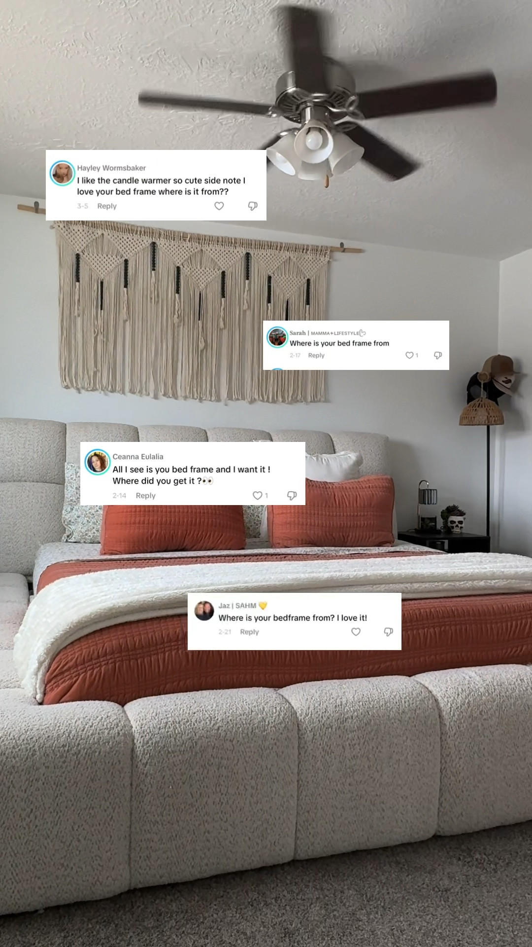 The king bed frame everyone always asks me about is back in stock! Grab it while you can! #bedframe #bedroomdecor #masterbedroom 