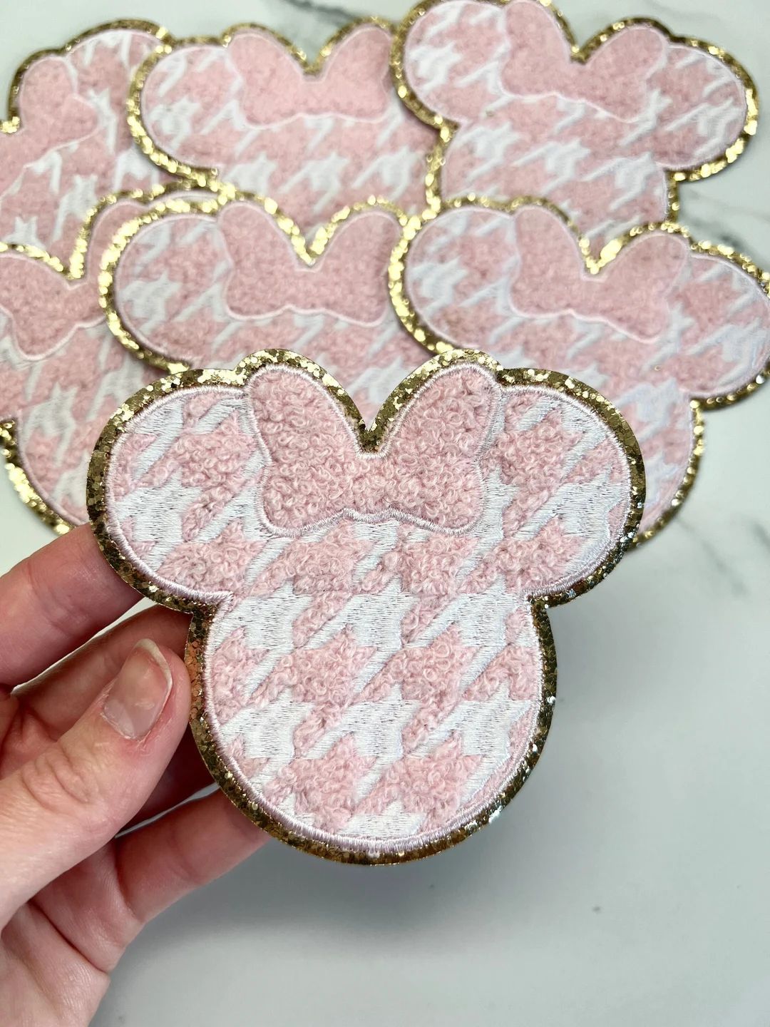 3.75" Pink Minnie Mouse Head with Bow SELF ADHESIVE 3M Chenille Patch DIY | Etsy (US)