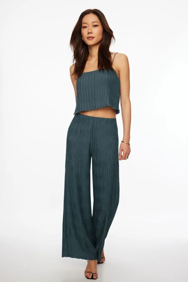 Malika Crinkled Wide Leg Pants | Dynamite Clothing