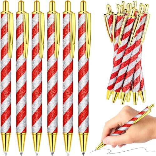 12 Pcs Glitter Christmas Pens Leather Christmas Ballpoint Pen Retractable Gel Ink Candy Holiday X... | Amazon (US)