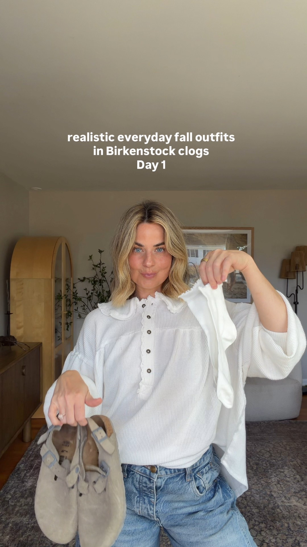 Wearing a size medium in this thermal
Collar top but could a small!! So soft and stretchy! Jeans are tts and I wear a 28

Realistic fall outfit with Birkenstock clog 

#LTKOver40 #LTKSeasonal