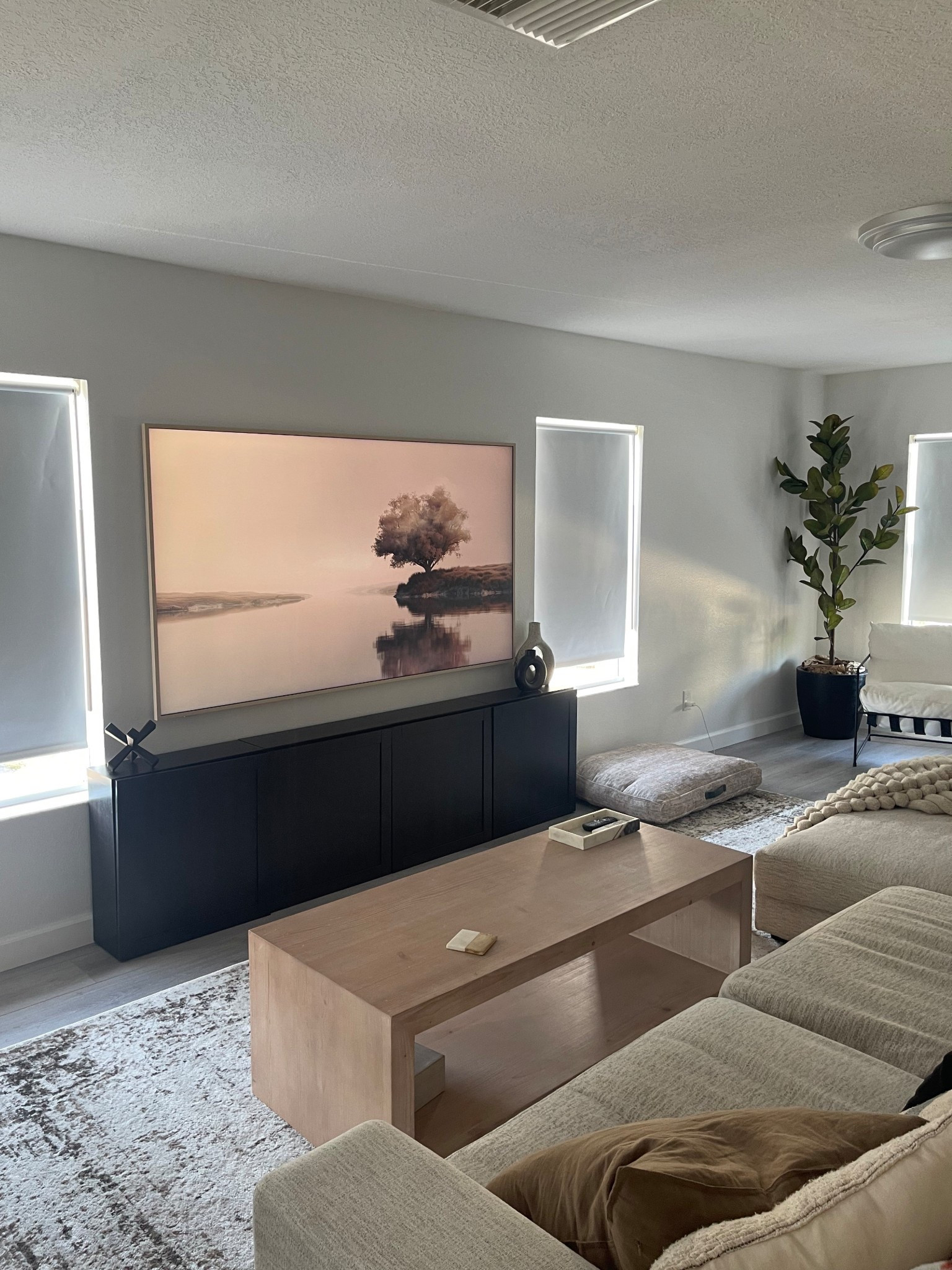 Our sleek new living room setup! This frame tv is on sale at a great price! 

#LTKHome #LTKFindsUnder100 #LTKSaleAlert