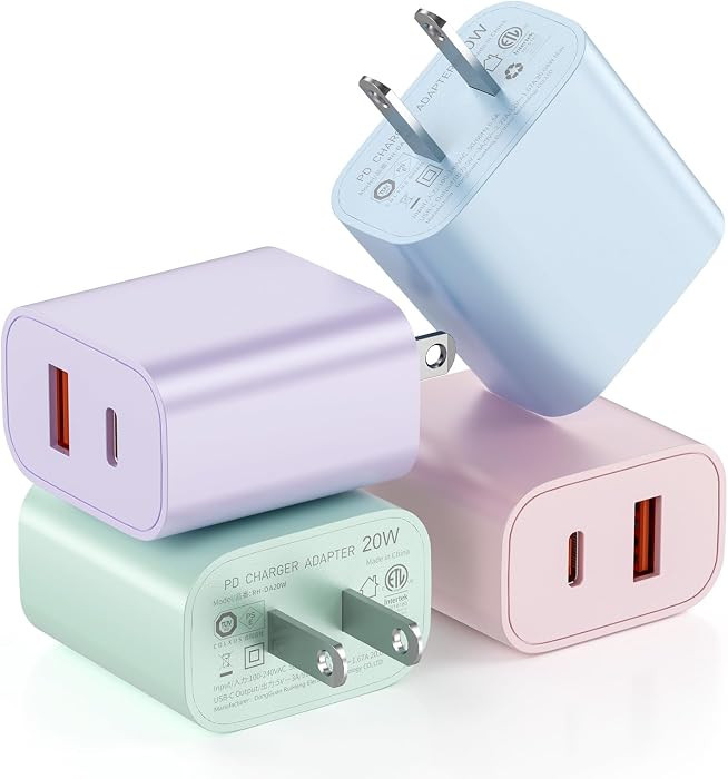 USB C Charger Block Multiple Ports, 4 Pack Dual Port Wall Charger Adapter | Amazon (US)