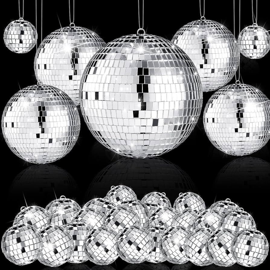 Hoolerry 65 Pcs Mirror Disco Balls Ornaments Different Sizes Bulk Reflective Hanging Disco Ball D... | Amazon (US)