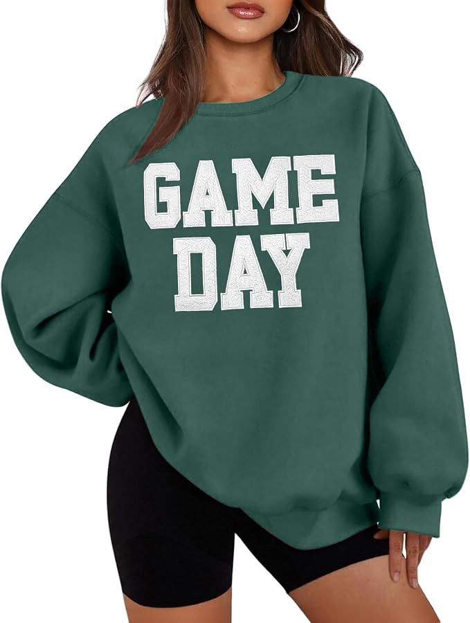 Game Day Sweatshirt Women Oversized Crewneck Sweatshirt Long Sleeve Tops | Football Sweatshirts f... | Amazon (US)