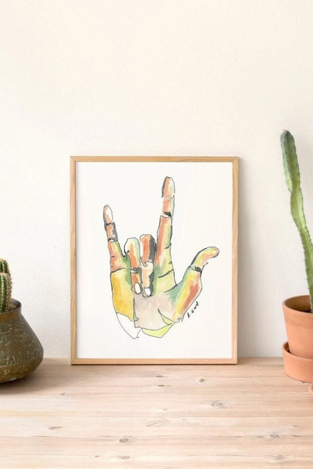 i <3 you, 8x10, sign language, hand artwork, watercolor art, wall art prints, art prints, waterco... | Etsy (US)