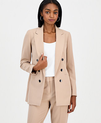 Bar III Women's Bi-Stretch Faux Double-Breasted Boyfriend Jacket, Created for Macy's - Macy's | Macy's