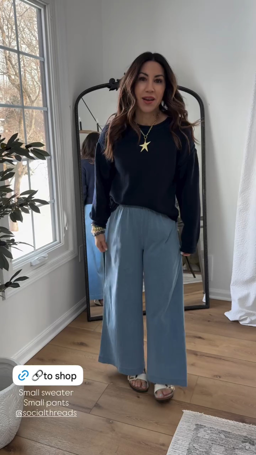 .Jeans 24 (sized down). Blue pants small. Sweaters small. Button-down shirt XS. Graphic tee small. Birkenstocks TTS. Jewelry code HOUSEOFLEO20. 



#LTKPetite #LTKOver40