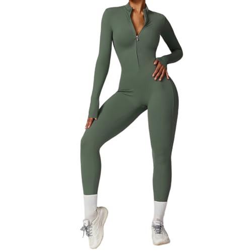 KAIFUYING Long Sleeve Workout Jumpsuit,Bodysuits Workout Sets For Womenbody Suits For Womens Workout Jumpsuit,Sexy One Piece Green-XL | Amazon (US)