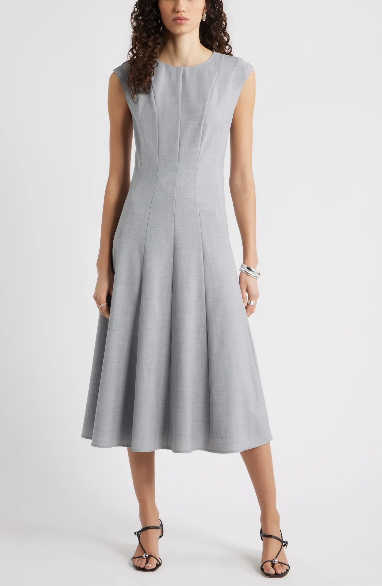Seamed Wool Blend Midi Dress | Nordstrom