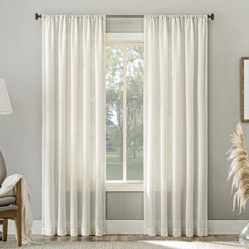 Wayfair Basics® Berwick Linen Blend Semi-Sheer Rod Pocket Curtain Panel | Wayfair North America