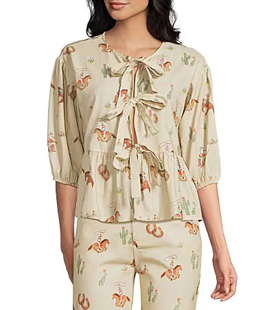 Bailey Rose Coordinating Western Horse Print Tie Top - S | Dillard's