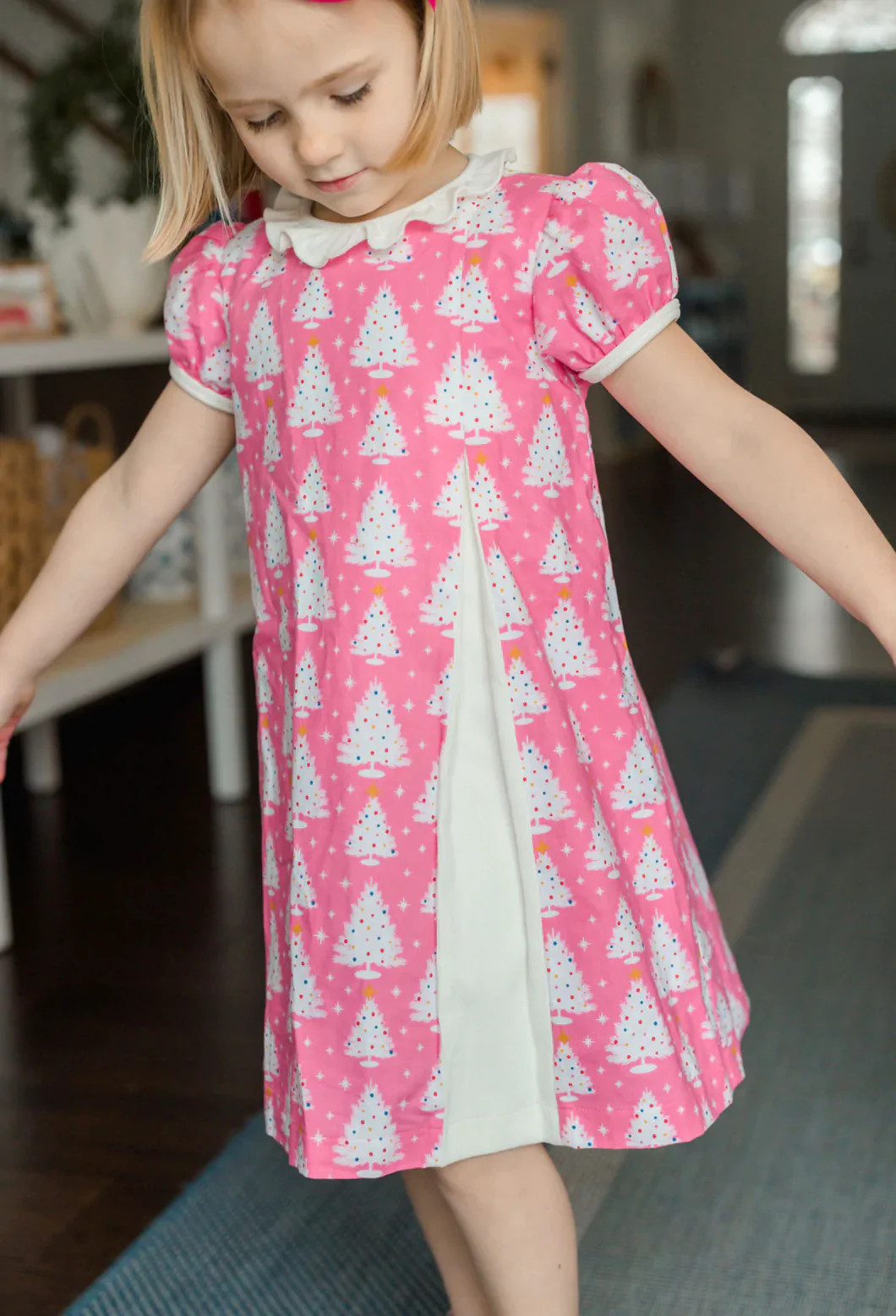 Rosie Dress- Pink Christmas Trees | Haute Totz