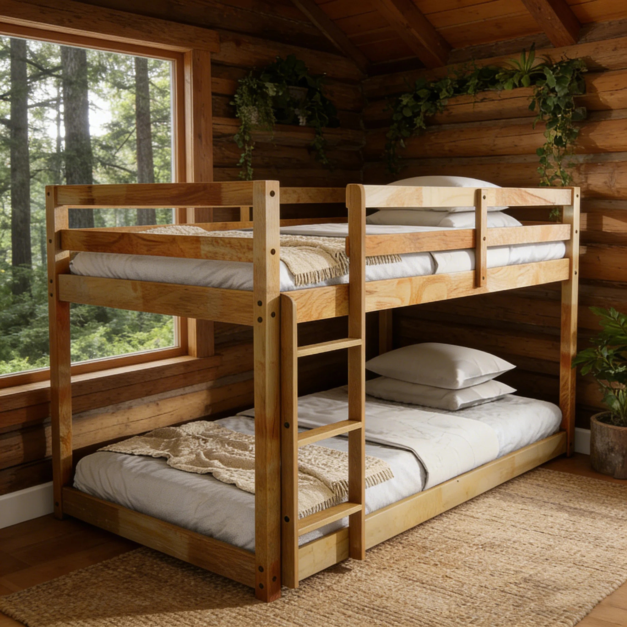 Twin Over Twin Solid Wood Bunk Beds With Ladder | Wayfair North America