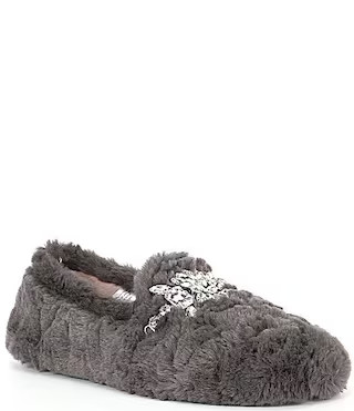 Free People Slumber Party Rhinestone Ornamented Faux Fur Slippers - 8 | Dillard's