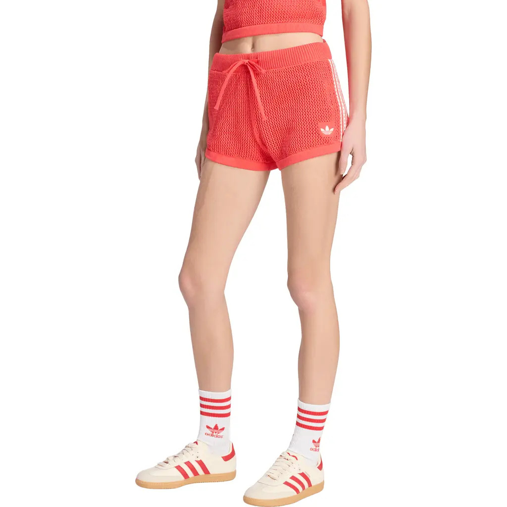 adidas Originals Open Knit Shorts in Semi Lucid Red at Nordstrom, Size Small | Nordstrom