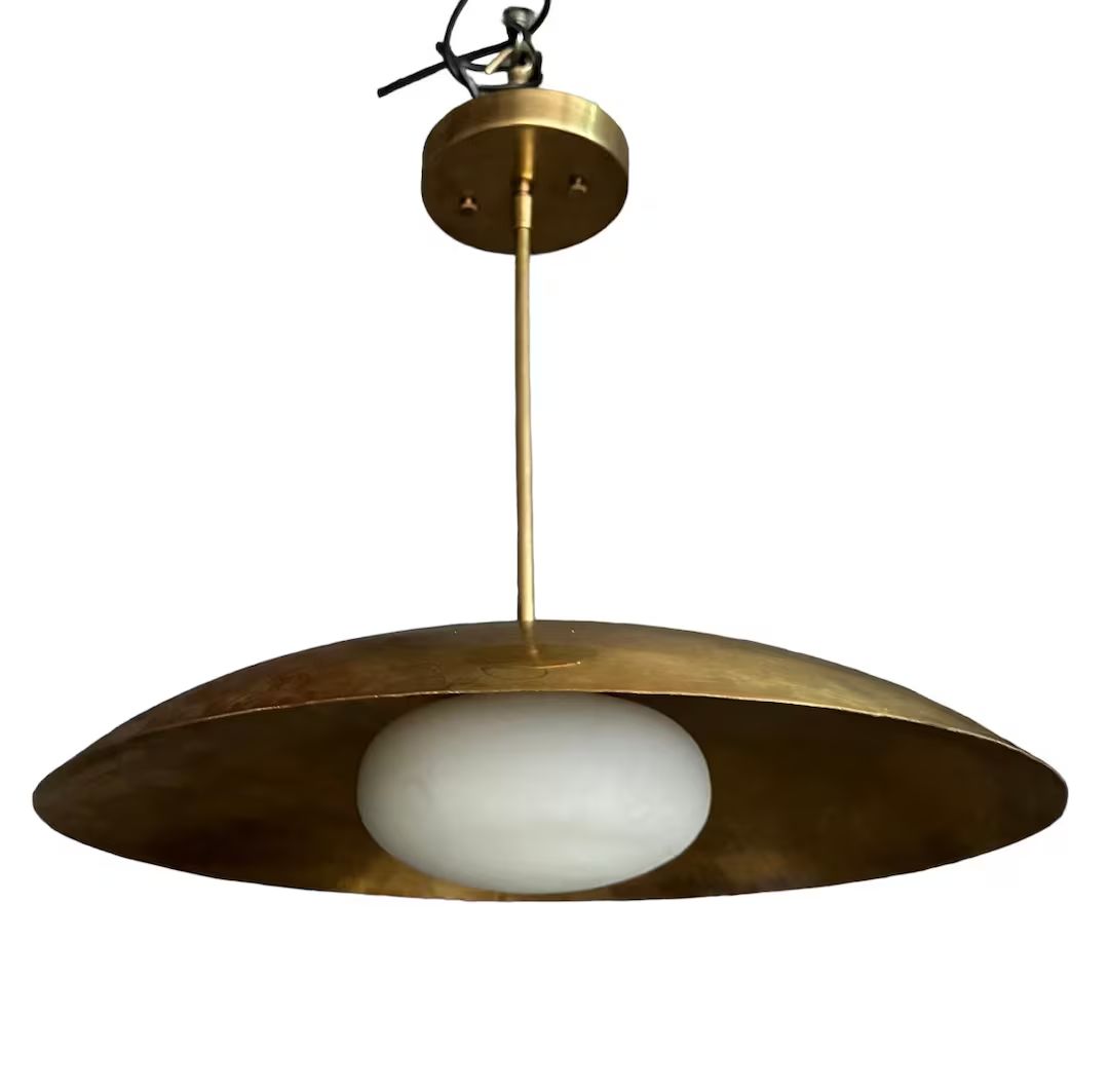 1950's Mid Century 1 Light Globe Sasco Pendant Brass Sputnik Chandelier Italian Light Fixture Lig... | Etsy (US)