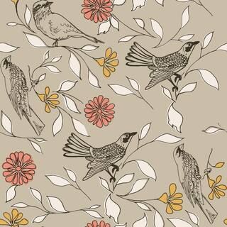 Tempaper Novogratz Birds Greige Peel and Stick Wallpaper (Covers 28 sq. ft.) BI476 | The Home Depot