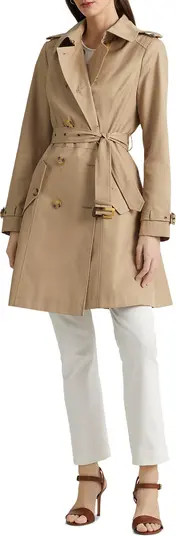 Lauren Ralph Lauren Double Breasted Water Repellent Cotton Blend Trench Coat | Nordstrom | Nordstrom