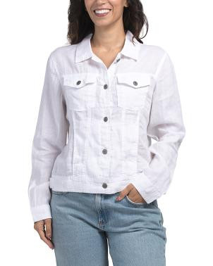 Linen Jean Jacket With Metal Trims | TJ Maxx