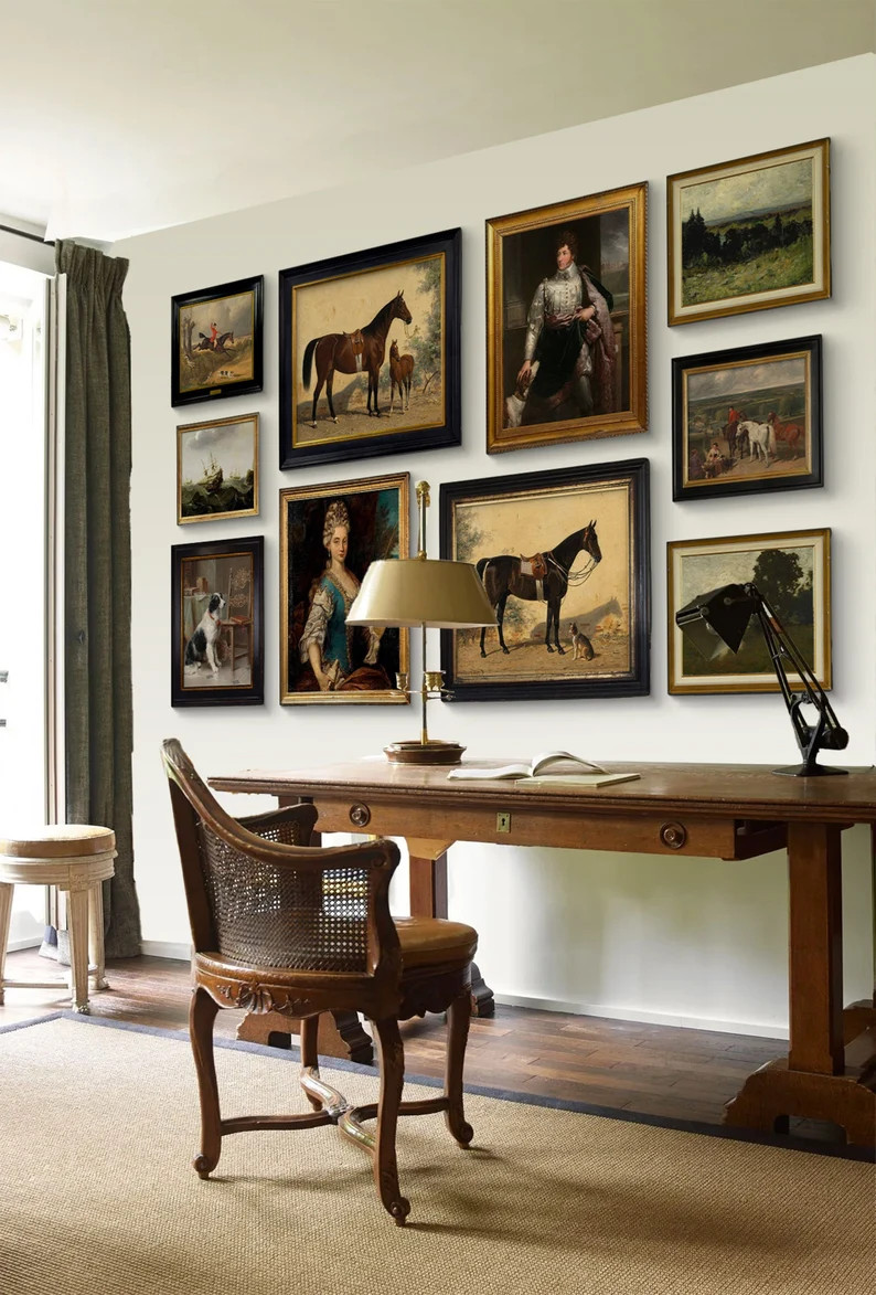 English Manor Gallery Wall, Set of 10 Curated Gallery Art Prints Featuring Equestrian, Landscapes... | Etsy (US)