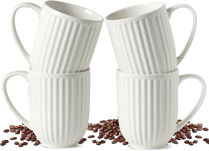 HASENSE Coffee Mugs Set of 4, 16 Oz Coffee Mugs with Big Handle, Large Modern White Ceramic Coffe... | Amazon (US)