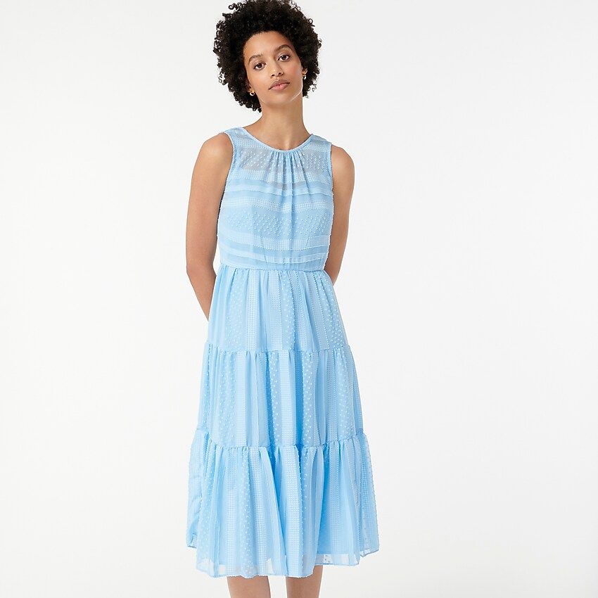 Tiered midi dress in striped clip dot | J.Crew US