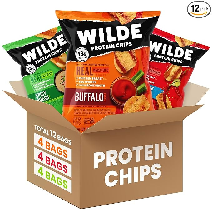 Wilde Protein Chips Spicy Variety Pack, Buffalo, Spicy Queso, Nashville Hot, Gluten Free Keto Chi... | Amazon (US)