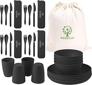 ECOSTAR Wheat Straw Dinnerware Sets - 28-Piece Unbreakable Dinnerware Set, Microwave and Dishwash... | Amazon (US)